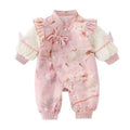 Baby spring & fall onesie, first birthday chinese style outfit, romper, chinese style newborn 100-day celebration outfit, crawling suit for baby girls