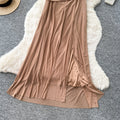 French chic v-neck short sleeve dress - summer slimming, figure-flattering, office-ready mesh maxi dress
