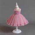 Ready-to-ship new children's formal dress: pearl-embellished tulle princess gown for baby girls, perfect for first birthday photoshoots and special occasions. kids dress