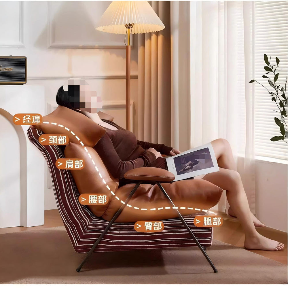 Italian accessible luxury genuine leather casual chair living room sofa chair balcony single chair real leather fabric down soft bag style