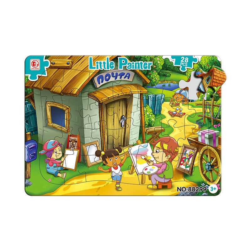 Cross-border export of children's puzzles 28 pieces double-layer puzzles, waterproof and fold-resistant observation training baby puzzle toys