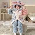 【triple-layer quilted, fleece-lined, extra thick】new girls' winter pajamas - coral fleece kids' home clothes - winter collection