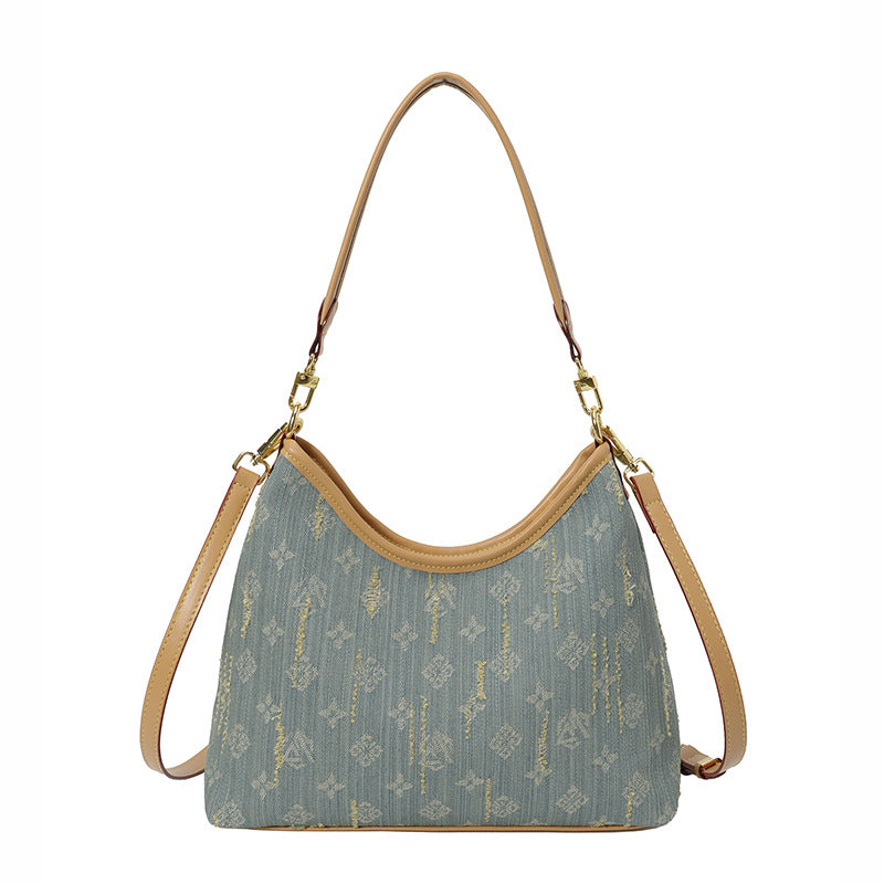 Cross-border large-capacity bag women's 2025 new niche going out commuting tote bag shoulder messenger bag denim bag