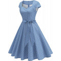 Amazon fashion retro polka dot short sleeve v neckdresssummernew arrivalstrap slimming look skirt