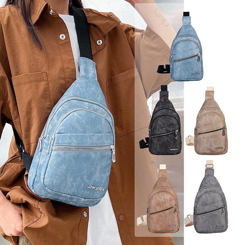 Chest bag Korean version versatile soft leather backpack casual fashion women's large capacity travel shoulder bag messenger bag breast bag