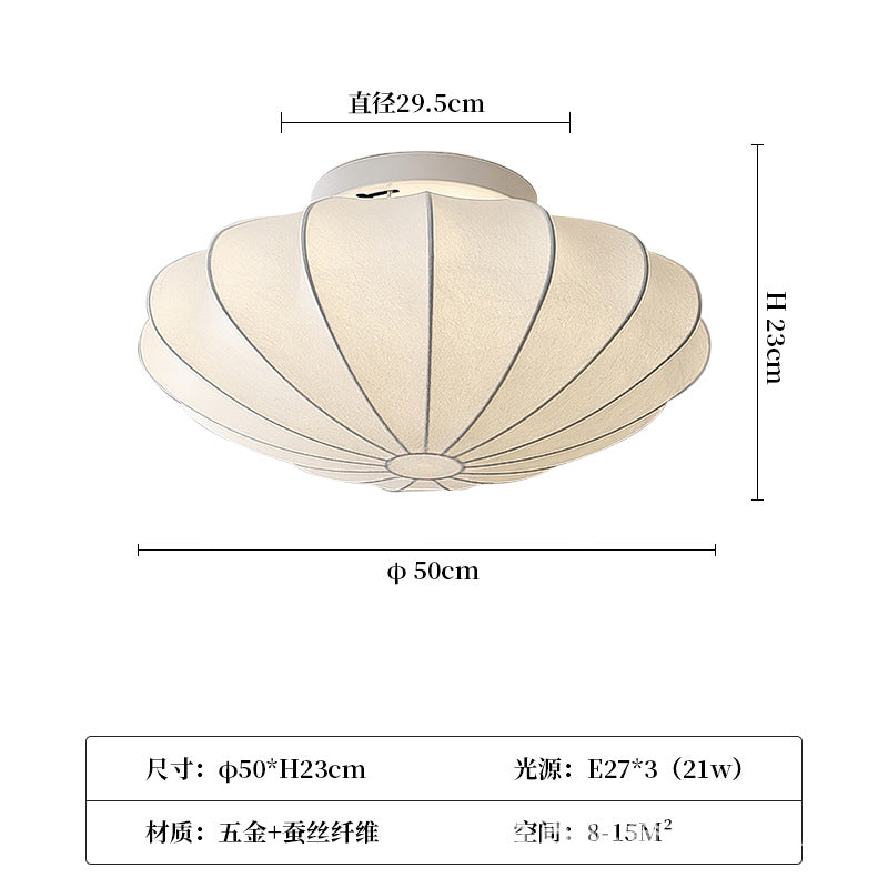 LED bedroom light ceiling lamp silk European style modern simple lighting pastoral creative personality round room lamp