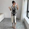 European and american fashion  new arrival: cross-border retro style positional print slit cuff cardigan top - women's long sleeve outerwear