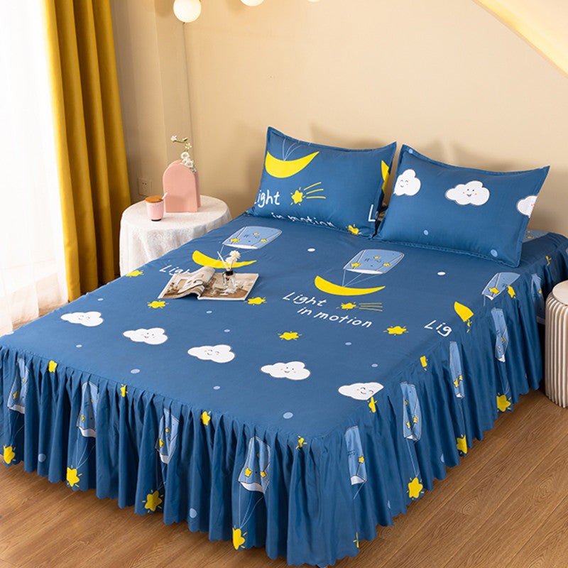 Bed skirt, bedspread, three-piece simmons protective cover, double bedspread, small lace bed cover, printing bed skirt 1.8 bed 2.0