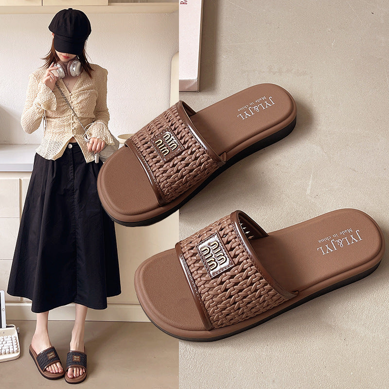 Women's shoes 2025 new fashion versatile thong sandals - trendy, home & outdoor wear, non-slip, lightweight, hollow-out beach slippers