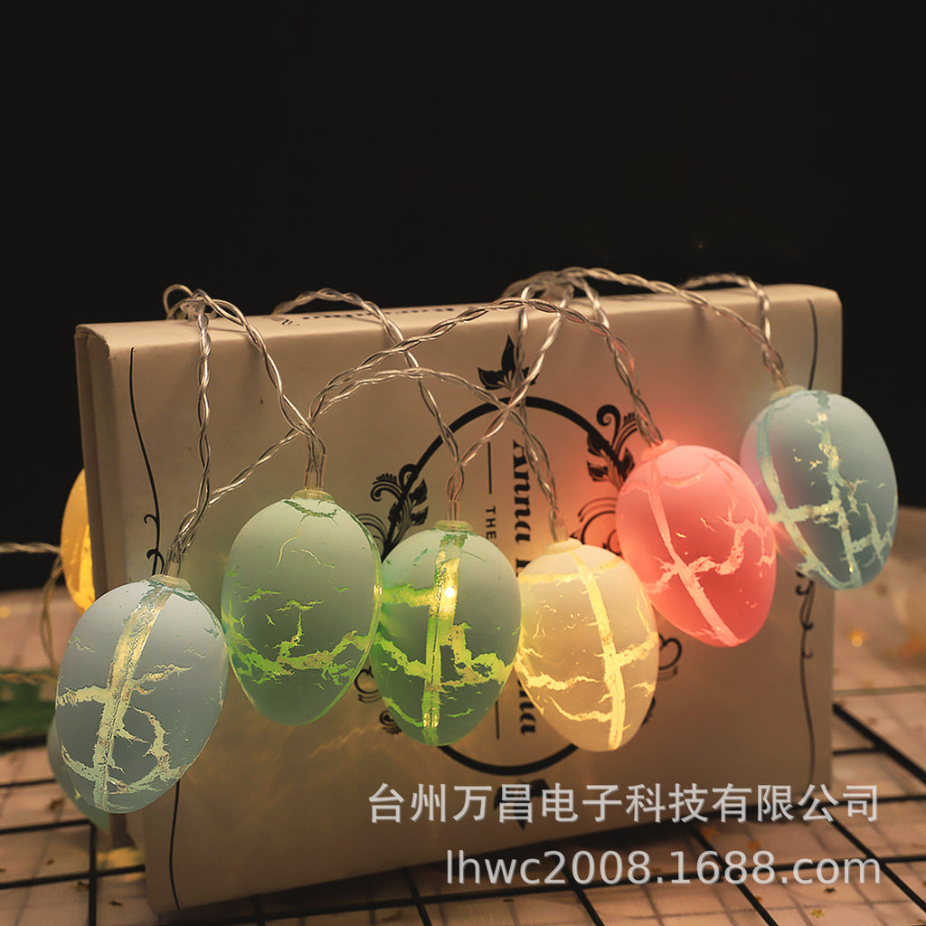 Easter LED vinyl egg light string, children's room decoration crack egg decoration battery box vinyl light string