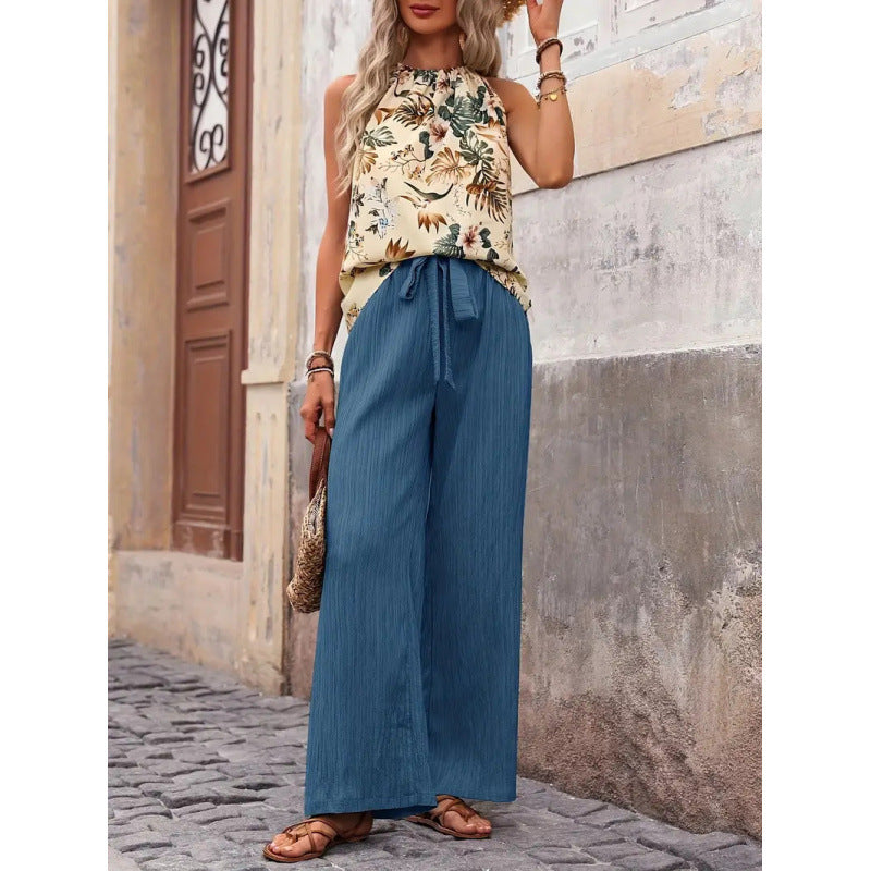 Shipped:  european and american  hot-selling sleeveless top and pants premium two-piece set for independent e-commerce stores