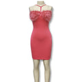 cross-border fashion: european & american style halter neck feather trim bodycon mini dress - party gown for women (export)