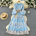 French court style heavy embroidery mesh dress - women's autumn tie-waist v-neck lantern sleeve elegant mini dress