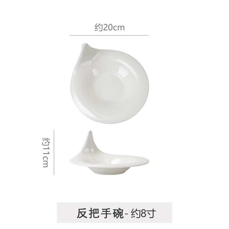 Minimalist high-end irregular ceramic dinnerware - unique solid color dessert plates for restaurants, hotels, and catering - pastry plates