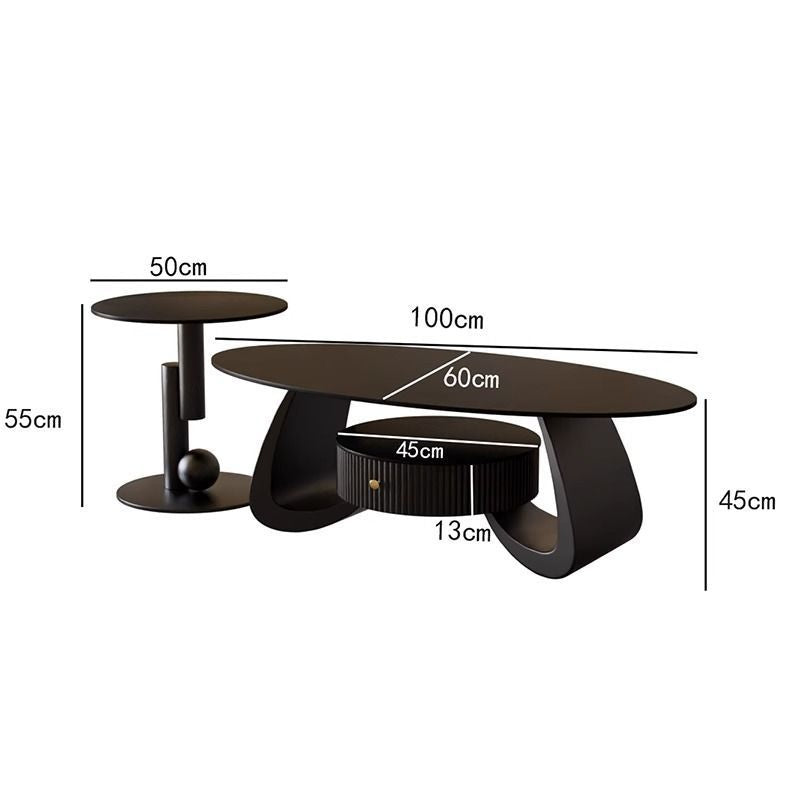 Coffee table cream style slate coffee table oval coffee table for home living room small apartment simple modern
