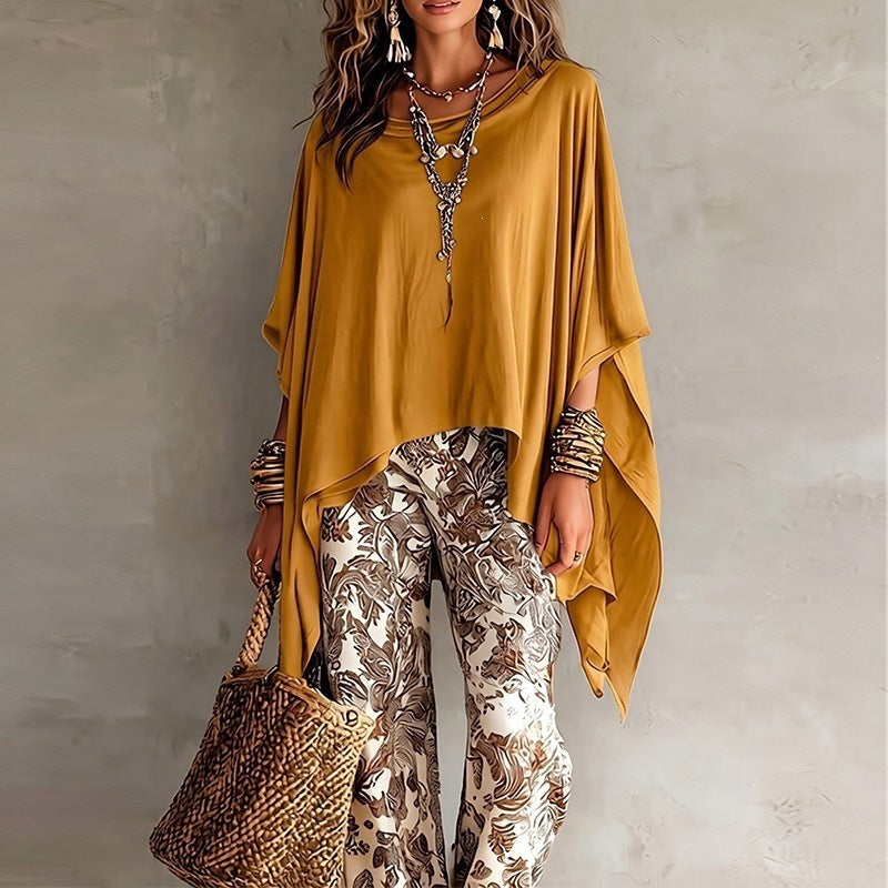 summer new arrivals: women's fashion - european & american export style - trendy vacation vibes - solid color batwing sleeve loose top