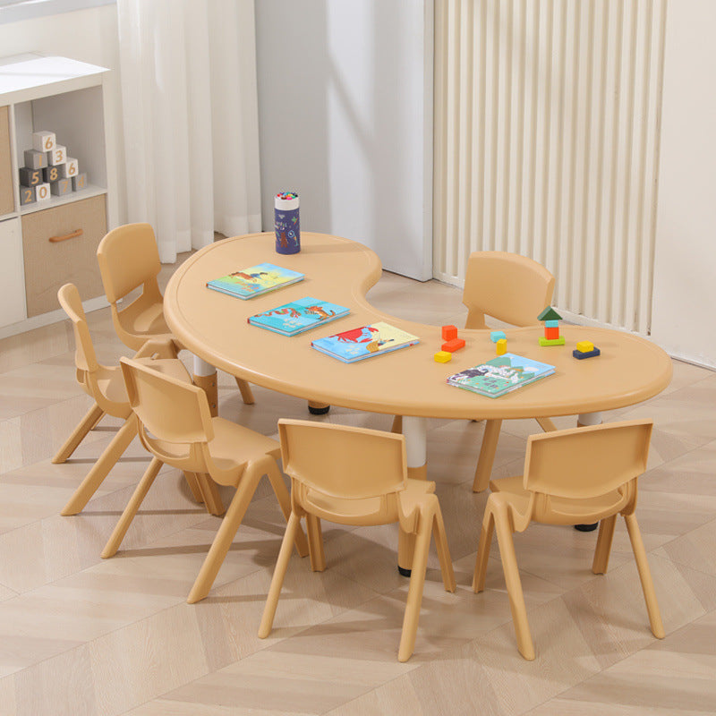 Children's table and chair set Kindergarten table and chair Baby painting game learning desk Plastic lifting moon creative table
