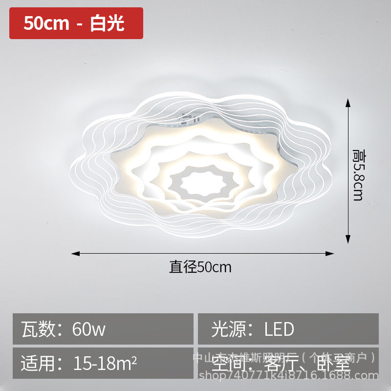 Modern minimalist wavy lotus ceiling light - gold trim, irregular cloud design - perfect for living rooms, master & guest bedrooms