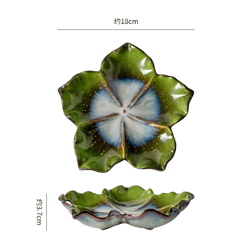 Insstylish five-pointed petal ceramic plate entrance jewelry display tray internet celebrity props storage plate