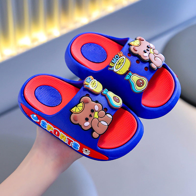 Kids' summer slippers: boys' and girls' indoor home cartoon non-slip soft sole cute outdoor sandals for toddlers and big kids