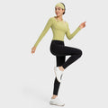 Vertical ribbed 2.0 sexy halter dance sports long sleeves silmslimming look pilates yoga clothes daw027