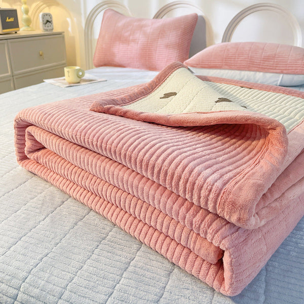 Winter milk fleece bed cover three-piece set of padded fleece sheets warm fleece thickened bed mattress tatami sheets