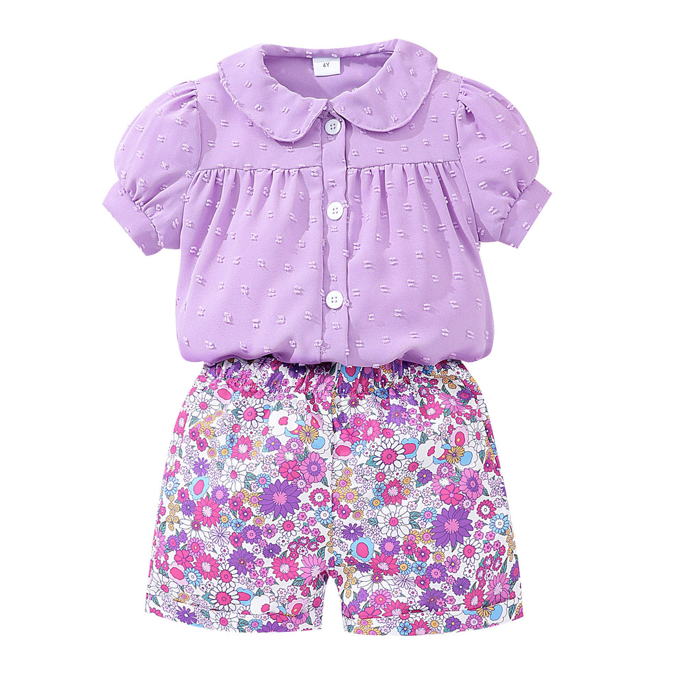 Kids' short-sleeve polo shirt & printed shorts set