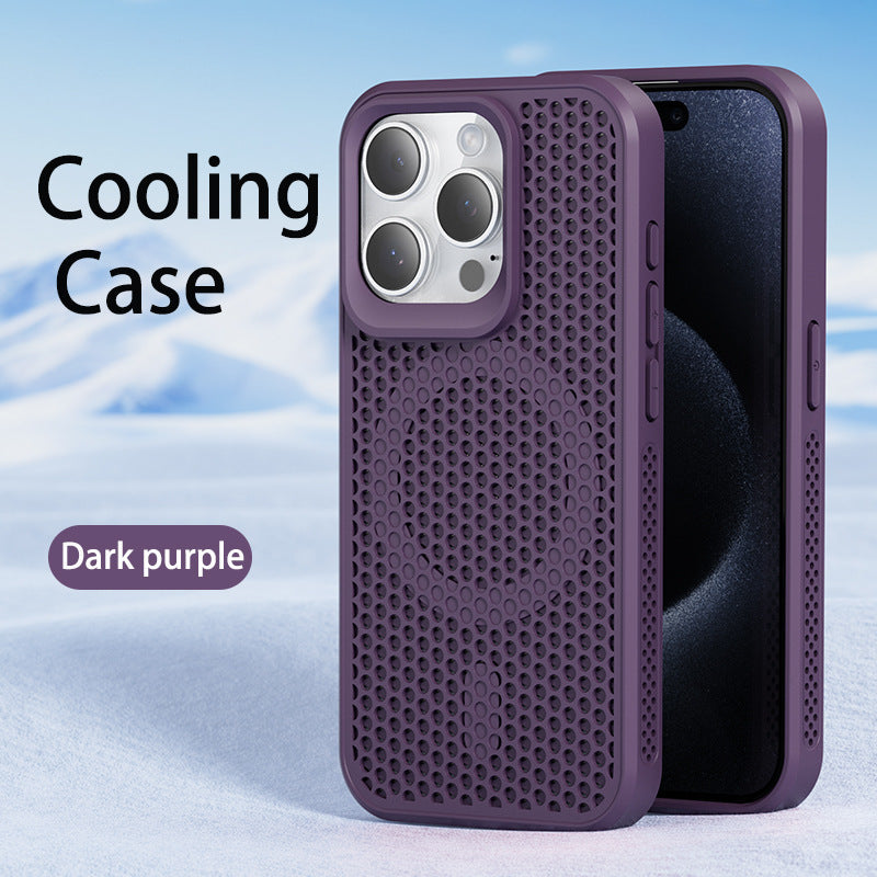 Suitable for apple 17promax mobile phone case iphone15pro breathable cooling magnetic case 11 honeycomb cooling