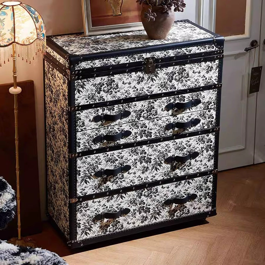 Bedroom floor-standing jewelry storage jewelry cabinet black and white presbyopia leather dressing table chest storage all-in-one dressing table