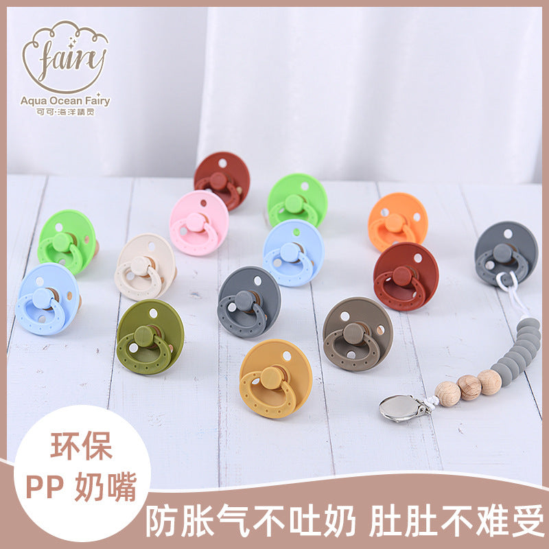 Cute colored baby soothes PP pacifier, environmentally friendly anti-chain pacifier clip, baby sleeps peacefully simulated breast milk toothpaste