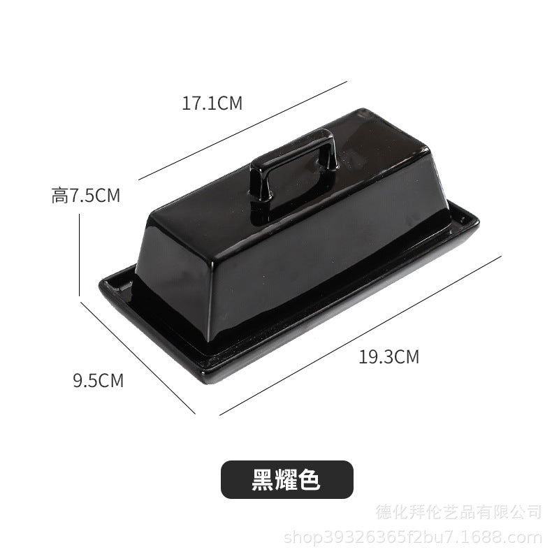 Minimalist ceramic butter dish with lid - amazon butter dish, rectangular butter tray, cheese & butter box