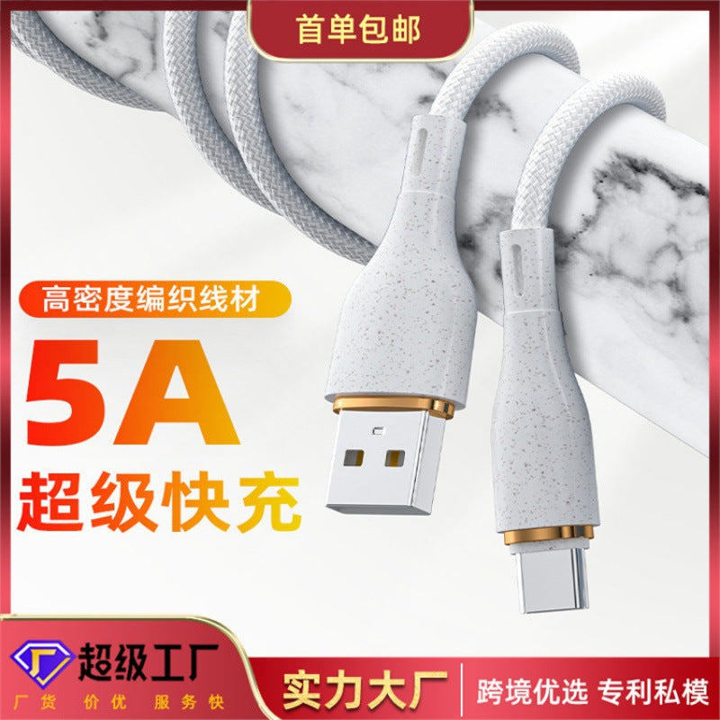 Usb data cable type-c 5a fast charging cable compatible with leeco android nylon braided iphone apple charging cable