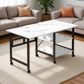 Iron art movable dining table rental house for homedouble-layer storage foldable table kitchen movable storage square table