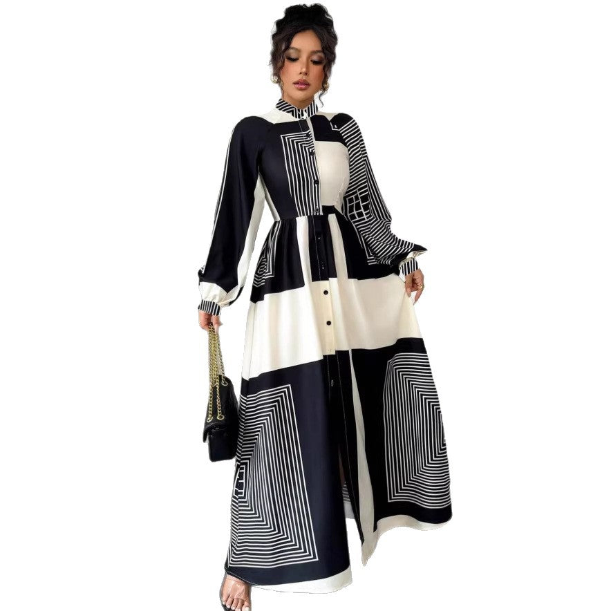 European and american women's clothing  new arrival: export-grade printed pleated fashion tie-up casual plus size african dress