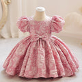 Girls' formal dress - court style mini dress - toddler puff sleeve bow dress - princess dress - cute performance costume
