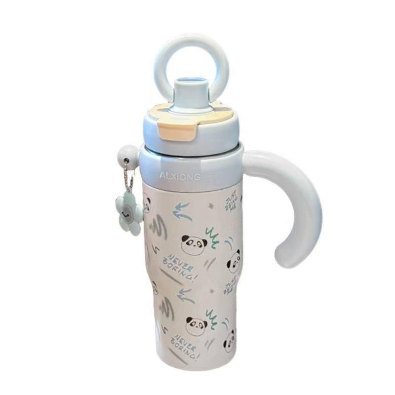 High-style 316 stainless steel insulated tumbler, perfect for outdoor use. portable, large-capacity design with a handle and straw, ideal for kids