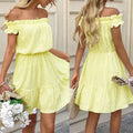 Amazon cross-border women's fashion: french chic off-the-shoulder mini dress - new summer collection, trendy, age-defying, and sweet
