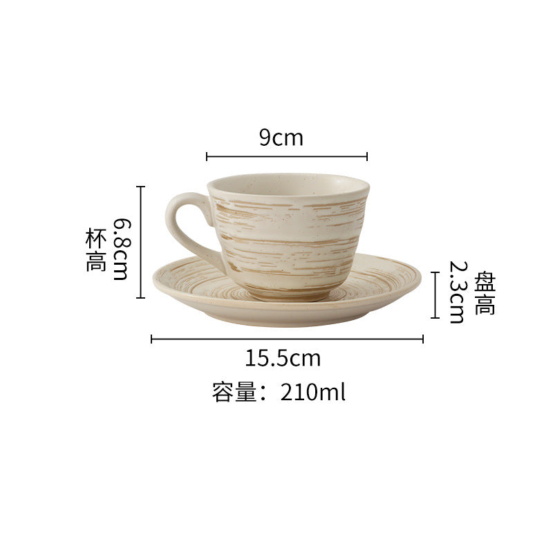 Japanese retro embossed spiral ceramic mug - trendy, creative, and high-style coffee, milk, or water cup