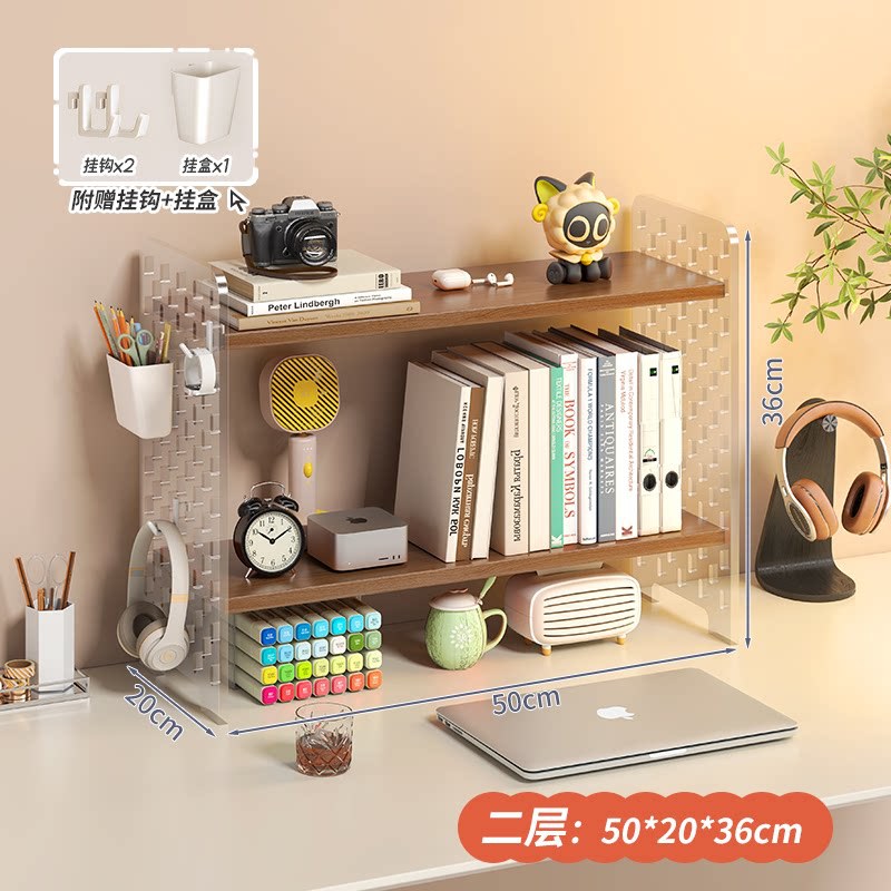 Acrylic desktop organizer, office desk pegboard, computer desk bookshelf, multi-tier storage rack with dividers