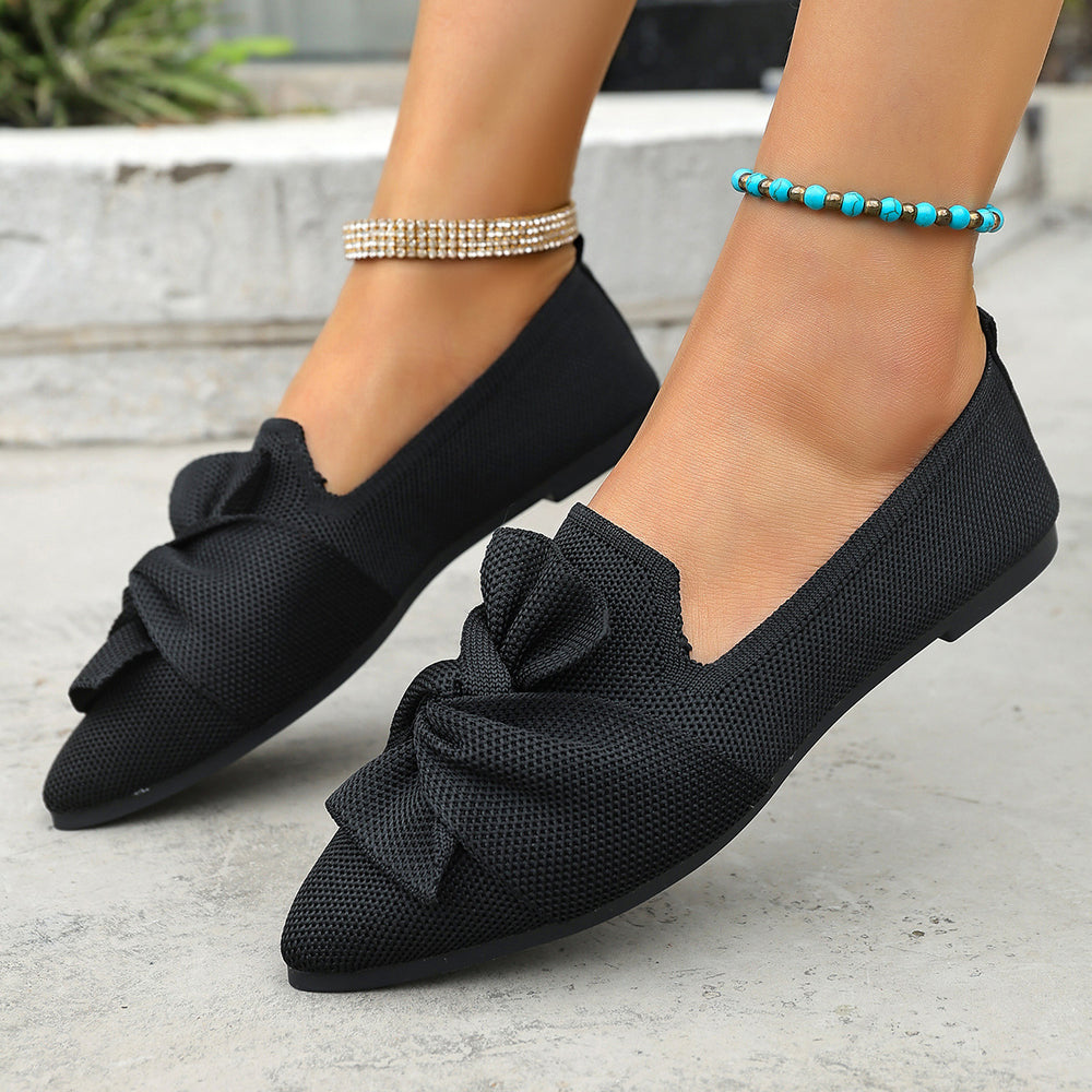 plus size spring autum pointed toe flatsflats new arrivalplus size fly woven slip-on casualflats women's shoes