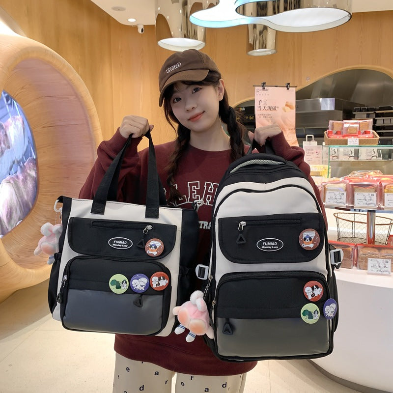 New middle and high school student schoolbag large-capacity backpack simple leisure burden reduction backpack handbag tutoring bag