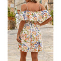 Aliexpress cross-border new women's fashion ruffle neck floral print a-line skirt