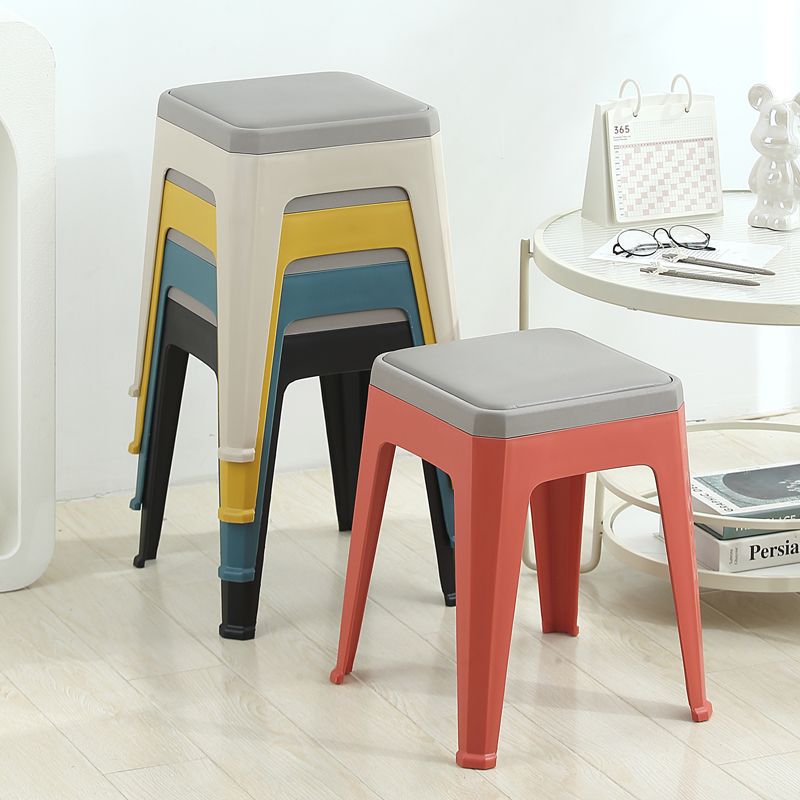 Soft plastic medium-sized kids stool living room dining table bench thickened adult for home durable and stackable storage