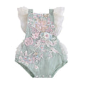 European and american cross-border e-commerce new arrival: girls' baby romper with mesh lace, beaded appliqué, and tie closure