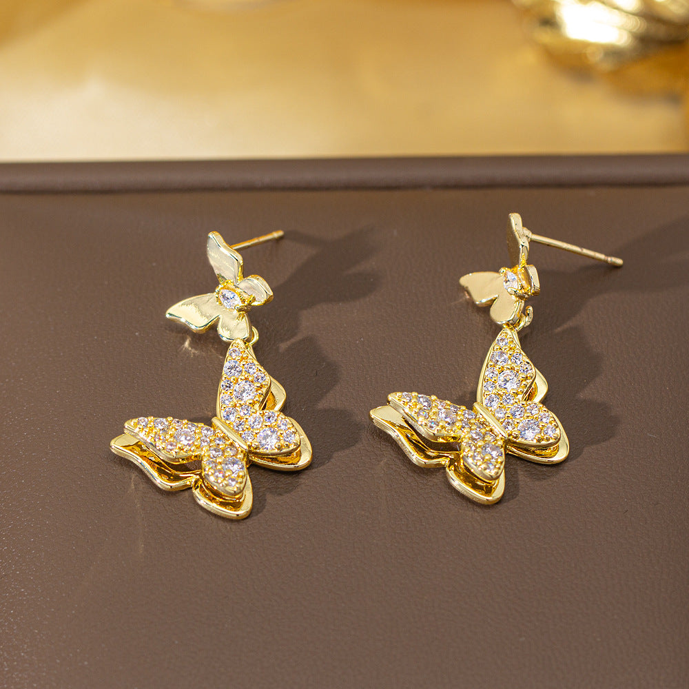 fashion elegant four-leaf clover earrings personalized zircon flower classy earrings niche styleaccessible luxurynew arrival earrings