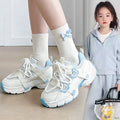 spring new butterfly embellished mesh kids' shoes, thick-soled non-slip children's chunky sneakers, girls' casual athletic shoes