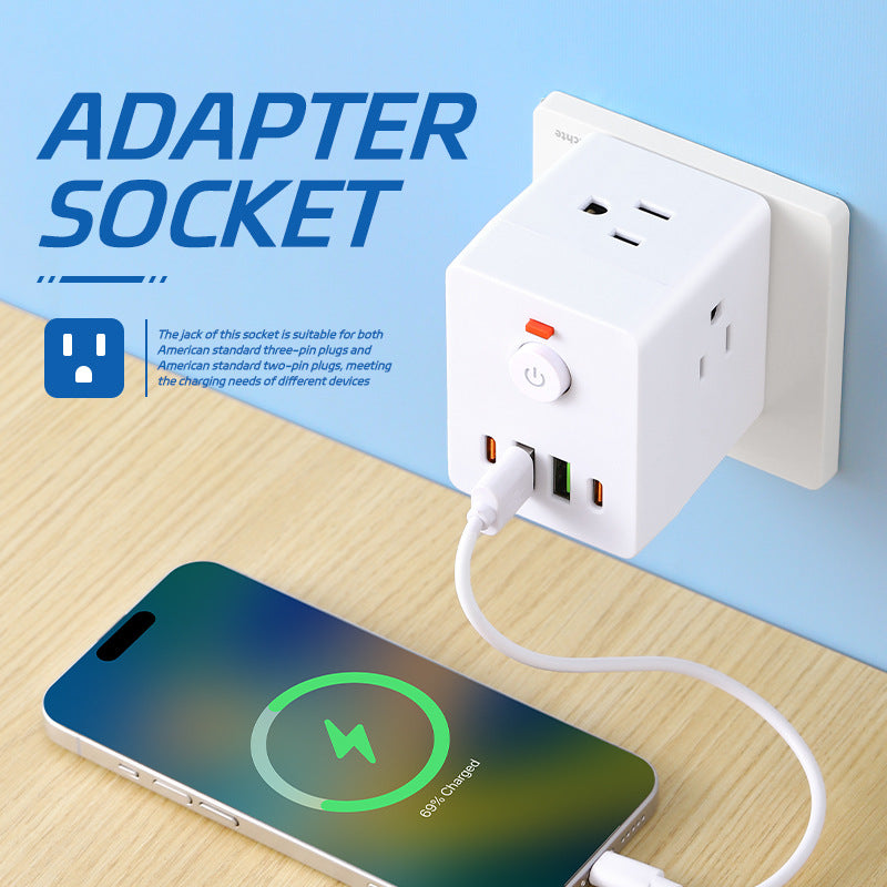 Us standard wireless power strip converter - taiwan china plug adapter - american/canadian power strip