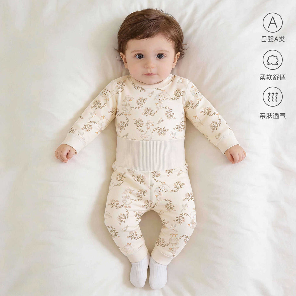 Kidsfall and winter shu velvet cloud-like cotton 300g autumn clothes high waist belly protection boneless type a heattechintimatesspring & fall style suit