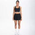Cloud-feel quick-dry breathable anti-exposure undershirt tennis pleated skirt sports bra set for women's running, fitness, and yoga