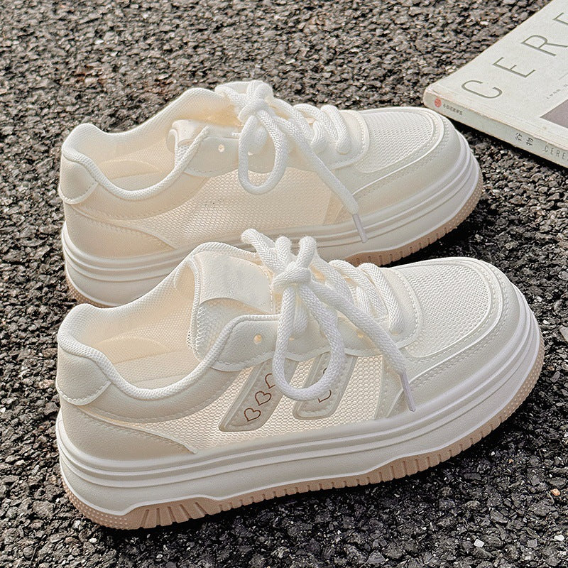 Summer women's chunky platform loafers, breathable mesh sneakers, perfect with skirts, unique white sneakers, athletic skate shoes